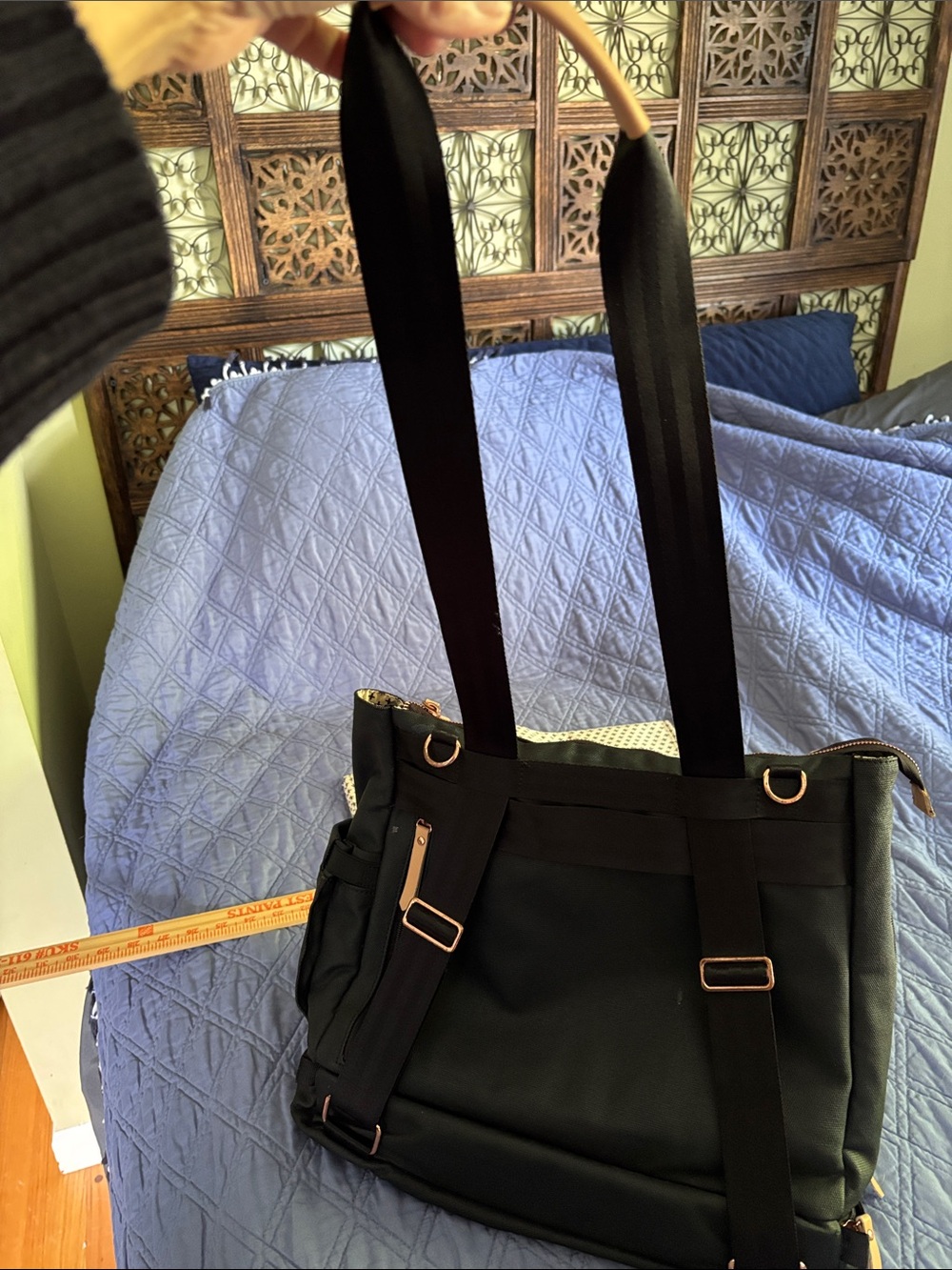 Petunia Pickle Bottom Black and Light Gray Messenger Bag or back pack style - Picture 8 of 11